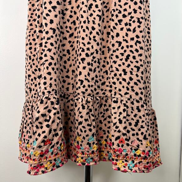 Savanna Jane Animal Print Embroidered Boho Shirt Dress Ruffle Hem Casual Size 1X - Picture 11 of 16